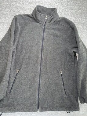 Lands' End Women’s Heather Gray Full-Zip Fleece Jacket Size M (10-12)